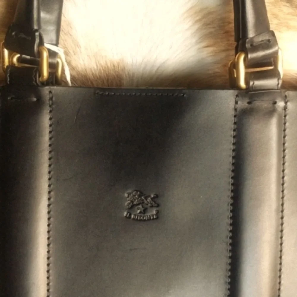 IL BISONTE Rare Italian Leather Satchel/ Tote Bag